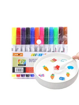 1 sada 8 farieb / 12 farba plávajúce pero deti DIY známky pero vodou riediteľných netoxických odreniny veľkú kapacitu, plávajúce pero