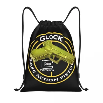 Glock Šnúrkou Batoh Ženy Muži Telocvični Šport Sackpack Skladacia USA Pištoľ Pištoľ Logo Nákupní Taška Vrece