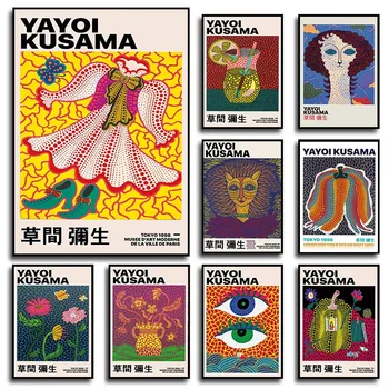 Japonský Yayoi Kusama umelecké Diela Abstraktné Tekvica Očí Plagát a Vytlačí Plátno Tlač Wall Art Obrázok pre Obývacia Izba Dekor Kaviareň