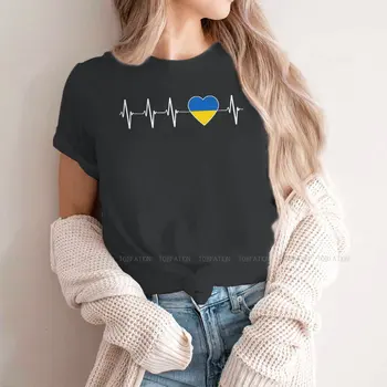 100% Bavlna Tričká ukrajinskej Vlajka S Elektrokardiogram Prispôsobiť Ženy Tričko Zábavné Topy 4XL