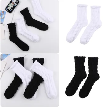 Jeseň Zima Coral Ponožky Pevné Farebné Ponožky Teplé Zahustiť Fleece Poschodí Ponožky Ženy Spať Domov Poschodí Kawaii Fuzzy Mäkké Ponožky