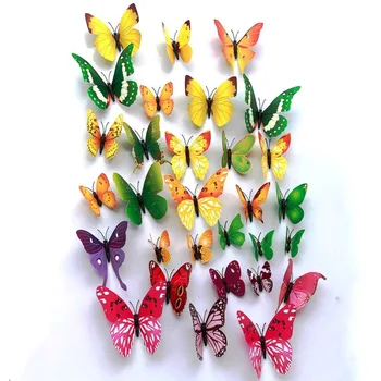 12Pcs 3D PVC Motýľ Samolepky na Stenu Domov Izba Dekor Motýľov Pre Svadobné Dekorácie, Magnet na Chladničku Obtlačky Dovolenku Dekorácie