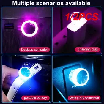 1/2KS Auto USB Atmosféru Lampa Bezdrôtový Blesk Farebné Svetlá Auto Dekorácie Osvetlenie Nočné Osvetlenie Počítača Mobile Power