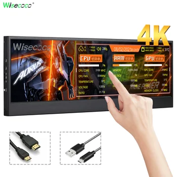 Wisecoco 14 Palcový Ultrawide Natiahnuté Bar Monitor 3840x1100 4K IPS LCD Monitor Aida64 Raspberry Pi Win10 11 PC Sekundárny Monitor
