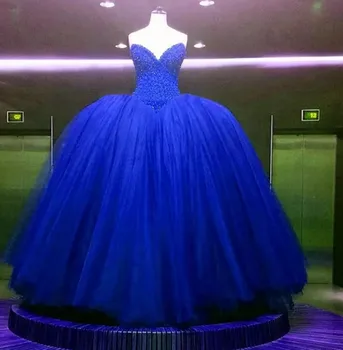 2023 Crystal Korálkové Kráľovská Modrá Svadobné Šaty Na Mieru Vyrobené Lesklé Bodice Korzet Arabčina Svadobné Šaty Vestido Noiva Mariee