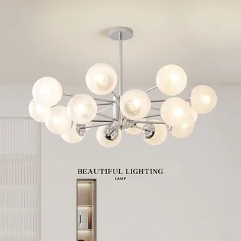 Moderné Chrome Luster Nordic LED Strieborný Prívesok Svetlo Pre Spálne, Obývacia Izba, Kuchyňa Vnútorné Sklenené Závesné Osvetlenie Zariadenie