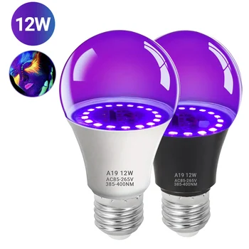 12W E27 UV LED Žiarovka Fialová Čierna Svetlá Žiarovky Svietiť v Tme Strany Halloween Dekorácie Žiarivkové Svetlo Lampy AC 85-265V