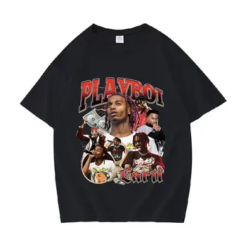 Rapper Playboi Carti Retro Grafické Tričko pánske Hip Hop Trend Nadrozmerné tričká Unisex Móda Bavlna Topy T-shirt Streetwear