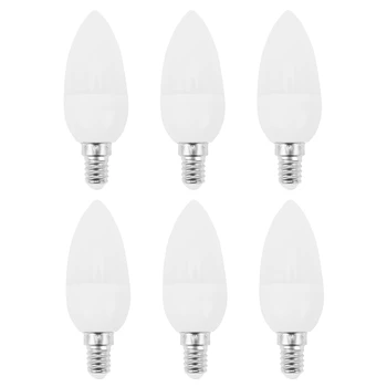 6pcs LED Sviečky Lampy Žiarovky Svietnikov 2700K AC220-240V, E14 470LM 3W studená Biela