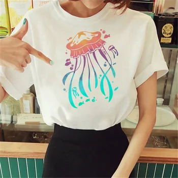medúzy t-shirts ženy grafické komické letné tričko žena y2k oblečenie