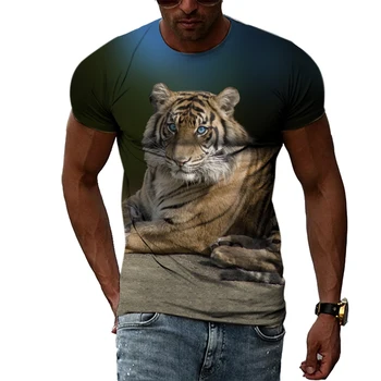 Lesné Zviera Tiger 3d Grafické pánske T-Shirt Módne Bežné Ulici Voľné Letné Krátky Rukáv O Golier Top