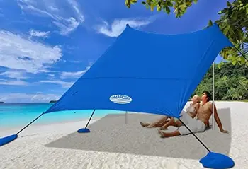 Plážový Stan slnečník Baldachýn 10×9 FT s 4 Hliníkové Tyče, UPF 50+ UV Ochrany Jednoduché Nastavenie Pop-Up Prenosné Slnečné Prístrešie s Autom