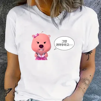 Kawaii Oblečenie Seel Loopy Cartoon Žena Vytlačené T-shirt Kórea Klasické Anime Módne Bežné Tričko Priateľku, Darček k Narodeninám Topy