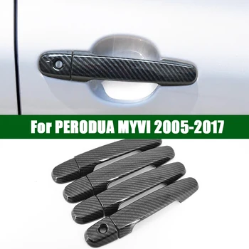 Pre Perodua Myvi 2005-2017 uhlíkových vlákien vzor dvere auta rukoväť kryt výbava 2006 2007 2008 2009 2010 2011 2012 2013 2014 2015 201
