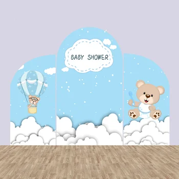 Modrá Obloha, Biele Oblaky Teplovzdušné Balóny Arch Pozadie Kryt Prispôsobiť Baby Sprcha Medveď Klenuté Chiara Stenu Pozadia Doubleside