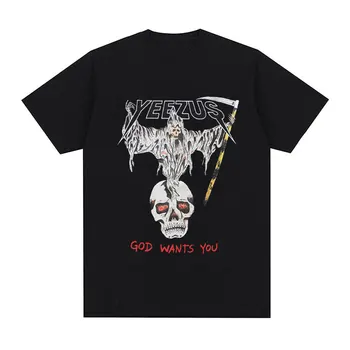 Kanye West Yeezus Boh Chce, aby Ste Grafické T-Shirt pánske Harajuku Hip Hop Móda Tričko 100% Bavlna Nadrozmerné Tees Y2K Streetwear