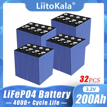 32pcs 3.2 V 200AH LiFePO4 Triedy Nabíjateľná Lítium-Železo-Fosfát Batérie pre Golf Cart RV Loď Solárne Batérie na Skladovanie Energie