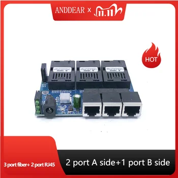 Ethernet switch Optických Media Konvertor Single Mode 2 RJ45 a 3 SC fiber Port 10/100M PCBA
