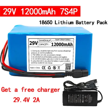 29V 12Ah 18650 lítium-iónová batéria 7S4P 24V Elektrická požičovňa motorových/scooter nabíjateľná batéria s 15A BMS +29.4 V Nabíjačke