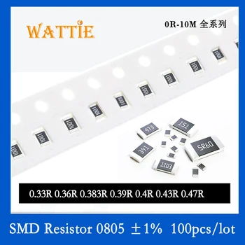 SMD Rezistora 0805 1% 0.33 R 0.36 R 0.383 R 0.39 R 0.4 R 0.43 R 0.47 R 100KS/veľa čip odpory 1/10W 2.0 mm*1,2 mm Nízky odpor hodnota