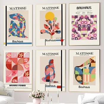 Bauhaus Kvety Matisse Farebný Blok Znaky Wall Art Plátno Na Maľovanie Nordic Plagáty A Potlačou Obrazov Na Stenu Pre Obývacia Izba