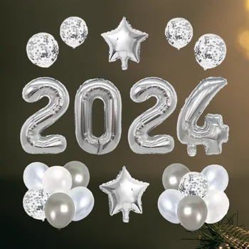29PCS - Nový Rok Dekorácie Striebro Šťastný Nový Rok Festival 2024 Strany Balón Nastaviť