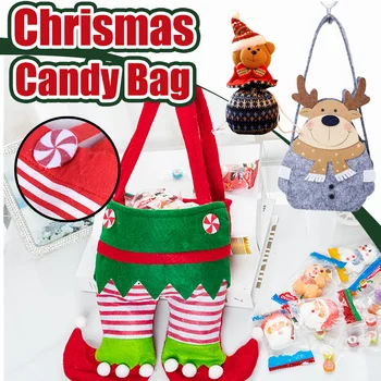 Vianočný Darček Elf Cukrovinky, Vianočné Tašky Na Víno Taška Ponožky Elf Taška Vianočné Červená Zelená Candy Darčeková Taška Strany Vianočné Pančuchy