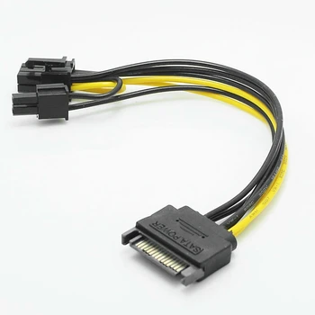 15 kolíkový SATA Mužov 8Pin(6+2) PCI-E Napájací Kábel, SATA Kábel 15-Pin 8-Pin Kábel 18AWG Drôt pre Grafické Karty(1Pcs)