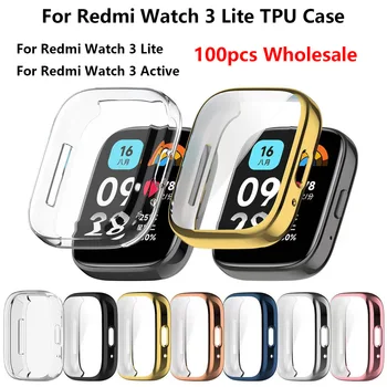 100ks Mäkké TPU Prípade Skla Pre Redmi Sledujte 3 Lite Smart Watchband Screen Protector Kryt Pre Xiao Redmi Sledujte 3 Aktívne