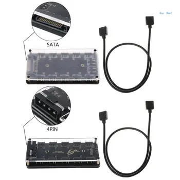 5V 3-pin RGB 10 Portov Hub Rozbočovač Moc 3pin ARGB Adaptér Predlžovací Kábel