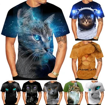 Super Roztomilý 3D Cat Vytlačené v Pohode T-Shirt Nové T-shirt Muži Móda Lete Bežné Krátky Rukáv Kolo Krku 3d Vytlačené T-shirt