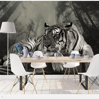 beibehang Vlastnú tapetu 3D Veľké nástenné Nordic Jednoduché Kreatívne Tiger Lesa Stenu, Dekoratívne maľby, tapety abstraktných de parede