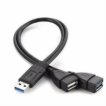 Univerzálna USB 3.0 2.0 Mužov a dvomi USB 3.0 Female Jack Splitter 2 Port Rozbočovača USB Dátový Kábel, Adaptér, Kábel Pre Prenosný Počítač