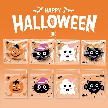 100ks Šťastný Halloween Candy Bag Cookie Snack Priehľadné Plastové Obaly Taška Halloween Narodeninovej Párty Darček Taška Dekor Dodávky