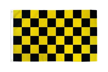 90x150cm Čierna a Žltá Skontrolujte Šachovnicovou Vlajkou Banner