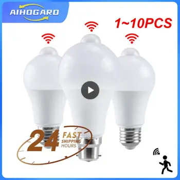 1~10PCS E27 PIR Snímač Pohybu Lampa 12W 15W 18W LED Žiarovka s Pohybovým Senzorom B22 Infračervené Žiarenie Detektor Pohybu Bezpečnostné Svetlo