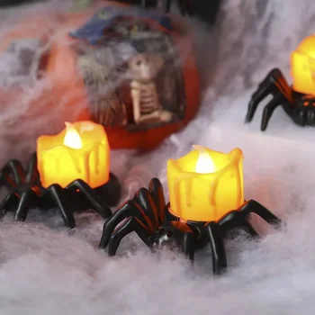 1 KS Halloween Čaj Svetlá Sviečok Flameless LED Batérie Prevádzkované Halloween, Spider Falošné Sviečky na Halloween Party Dekorácie