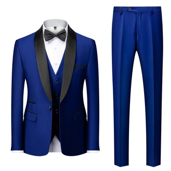 6XL Luxusný 3 Ks Mužov je Svadobný Oblek Módne pánske Slim Solid Business Office Suit Nastaví Veľkosť Mužov Sako+ Nohavice + Vesta