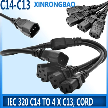Vysoká Kvalita IEC 320 C14 Samec Konektor na 4XC13 Žena Y Typ Rozdeľovača Napájacieho Kábla , C14-4 x C13, 250V/10A 1 zo 4, napájací kábel