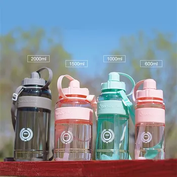 2 Liter Športová Fľaša na Vodu S Slamy Fitness Fľaše s Vodou Prenosné Vonkajšie Cestovná Fľaša na Pitie Fitness Cup BPA free