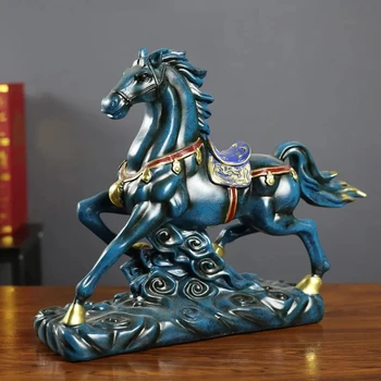 Čínsky Starožitné Royal War Horse Socha Živice Cisársky Palác Kôň Socha Ornament Business Dar Umenia a Remesiel Domova