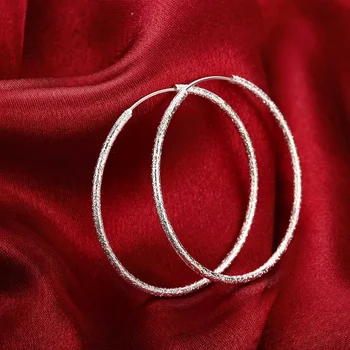 Vysoko Kvalitný Jemný 925 Sterling Silver Módne 5cm-6typ Veľký Kruh, Kolo Obvodové Náušnice pre Ženy Svadby, Narodeniny Darček Šperky