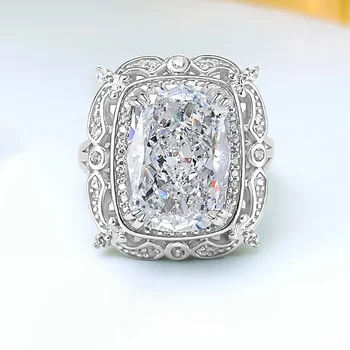 Luxusný Biely Diamant Módne Temperament 925 Sterling Silver Prsteň s Vysokým počtom atómov Uhlíka Diamant Nika Zapojenie Šperky