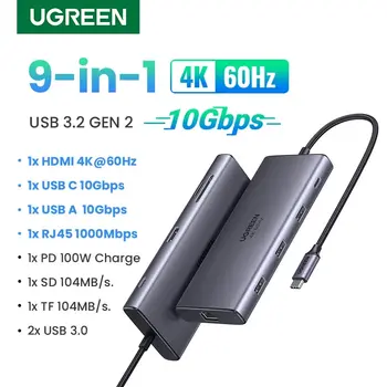DBG 10Gbps USB C HUB 4K60Hz Typ C, HDMI, RJ45 Ethernet PD100W pre MacBook iPad Huawei Sumsang PC Tablet Telefón USB 3.0 HUB