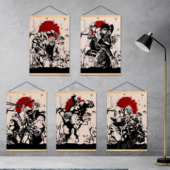 Wall Art JoJos Bizarné Dobrodružstvo Modulárny Drevené Kujo Jotaro Visí Maľby, Anime Obrázky Vytlačí Plagát Plátno Domáce Dekorácie