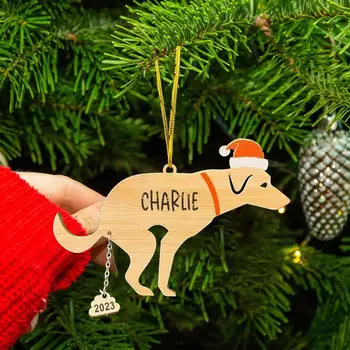 Dovolenka Dekorácie Fun Holiday Akcenty Vtipné Vianočné Ozdoby, Drevené Pooping Pes s Klobúk Zakrivené Písmená Visí Lano