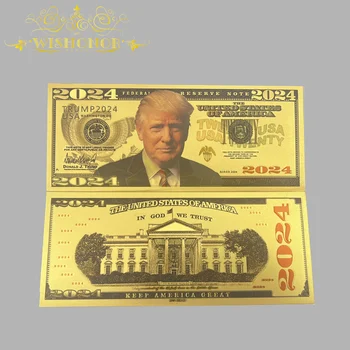 Pekné 10pcs/veľa Pekné 2024 Amerike Trump Bankoviek v 24K Zlatom Na Zber