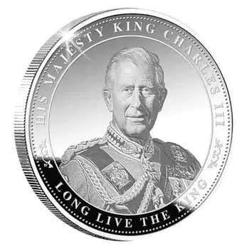 Kráľ Karol III Suvenír Mince 3D Odznak Jeho Veličenstvo Suvenírov Pamätník Zber Zberateľské Mince Proti Korózii Robustný Pre Živé