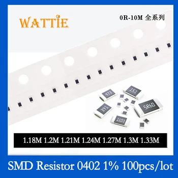 SMD Rezistora 0402 1% 1.18 M 1.2 M 1.21 M 1.24 M 1.27 M 1,3 M 1.33 M 100KS/veľa čip odpory 1/16W 1.0 mm*0,5 mm