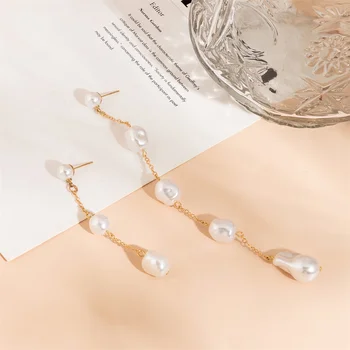 Kórejský Náušnice pre Ženy Asymetrický Imitácia Pearl Náušnice, Módne Dlhé Strapce Boutique Dievča Estetické Šperky Príslušenstvo